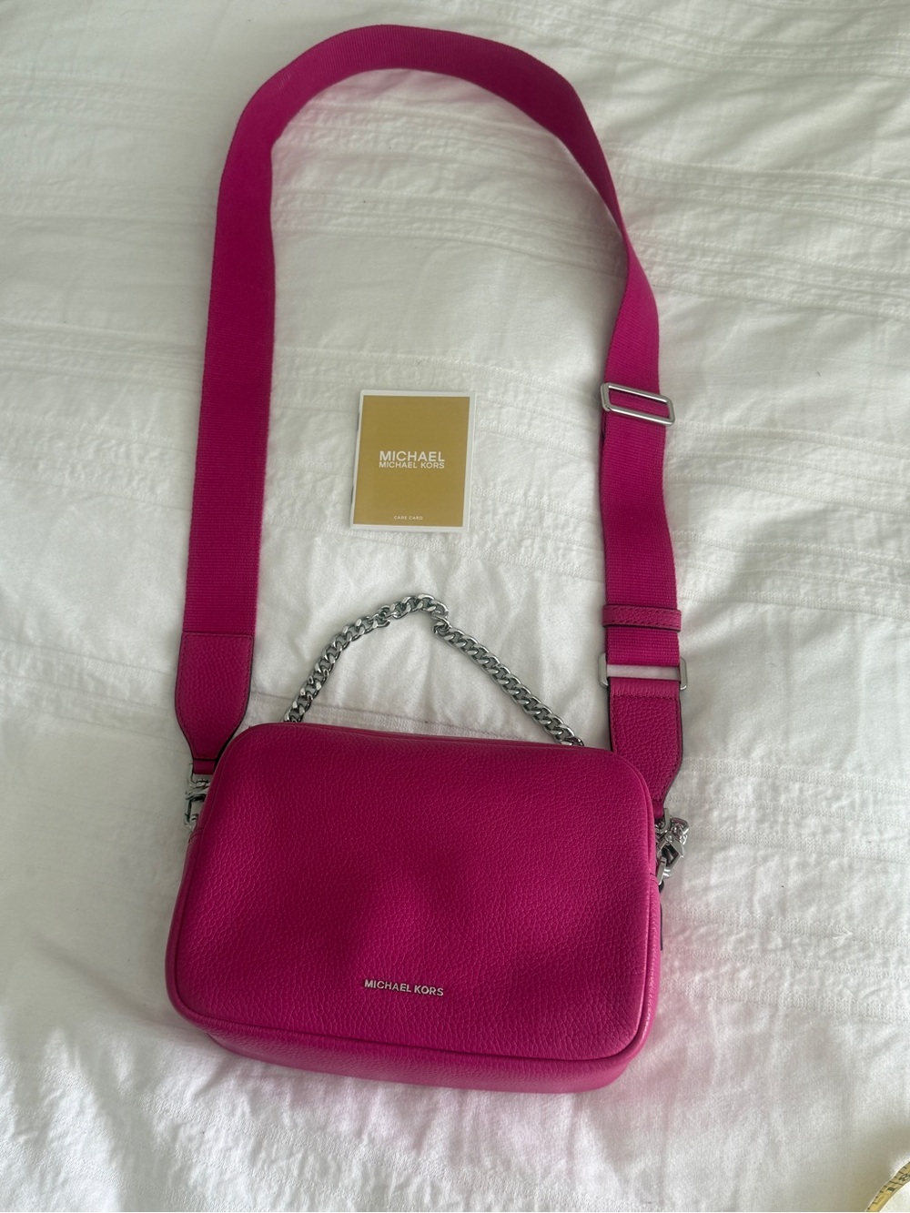 NWOT Michael Kors  BRYANT Double Zip  Camera Crossbody Bag - Fuchsia